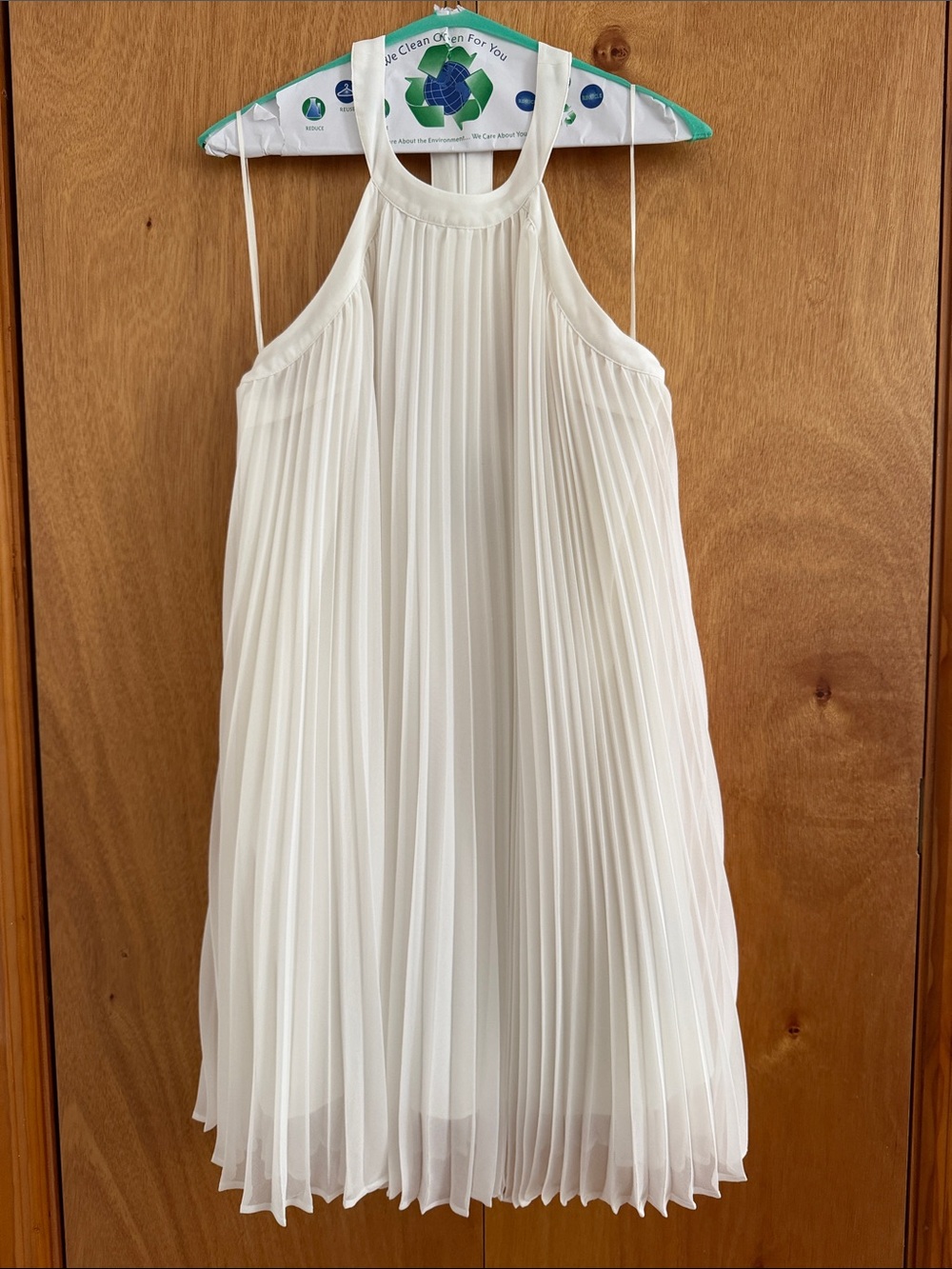 Guess White Pleated Halter Dress